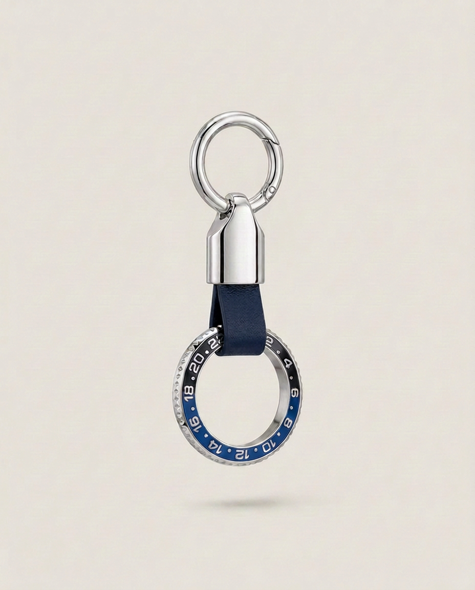 The Bezelle Keychain, Bleu/Noir