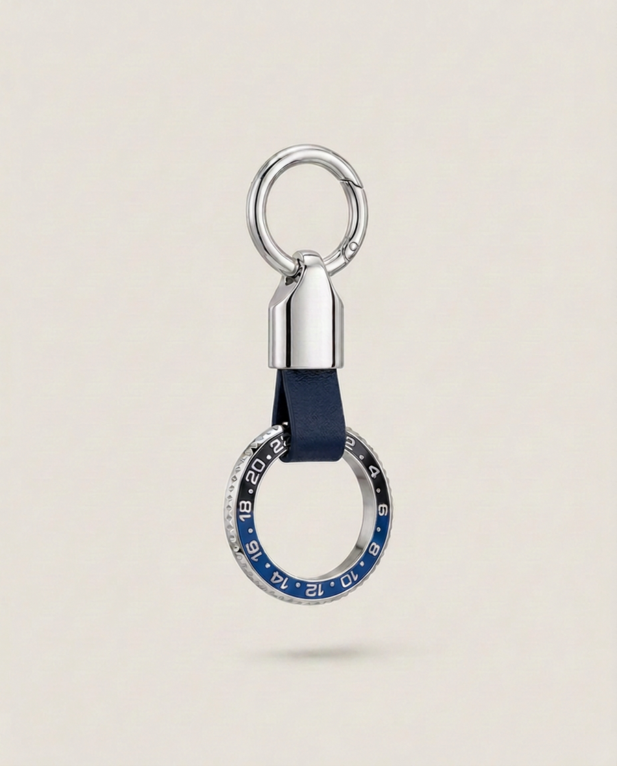 The Bezelle Keychain, Bleu/Noir