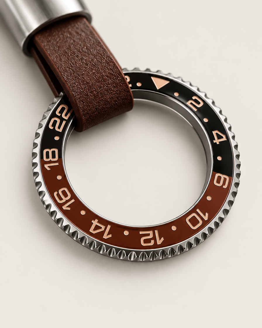 The Bezelle Keychain, Brun/Noir