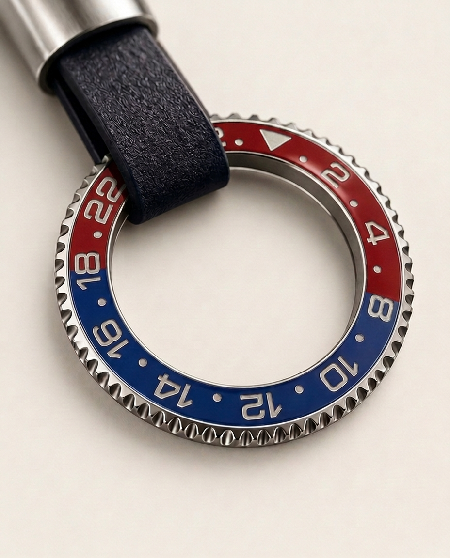 The Bezelle Keychain, Rouge/Bleu